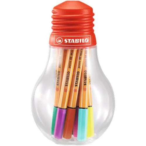 Tűfilc készlet, 0,4 mm, STABILO "Point 88 Mini Colorful Ideas" 12 különböző szín