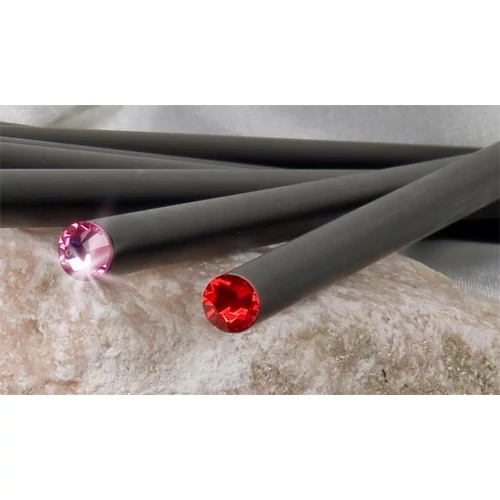 Ceruza, fekete, rózsaszín SWAROVSKI® kristállyal, exkluzív, 17cm, ART CRYSTELLA®