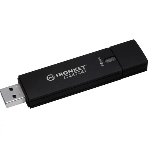 Pendrive, 16GB, 165/22 Mb/s, titkosítással, USB 3.0, KINGSTON, "Ironkey D300S"
