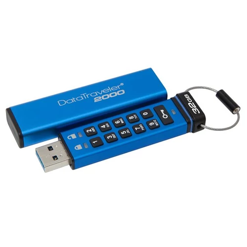Pendrive, 32GB, USB 3.0, Keypad, KINGSTON "DT2000", kék