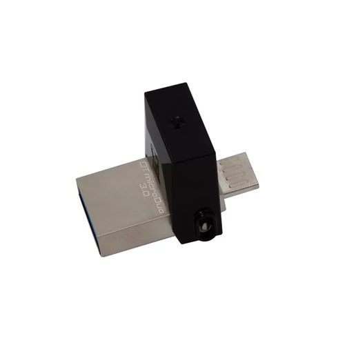 Pendrive, 64GB, USB 3.0+micro USB adapter, táblagéphez, KINGSTON "MicroDuo", fekete