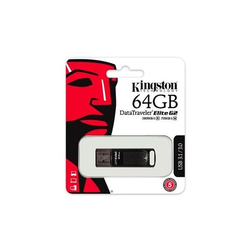 Pendrive, 64GB, USB 3.1, 180/70MB/s, vízálló, KINGSTON "DataTraveler Elite G2", fekete