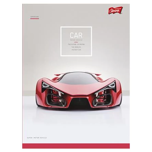 Füzet, tűzött, A5, kockás, 32 lap, UNIPAP "Cars"