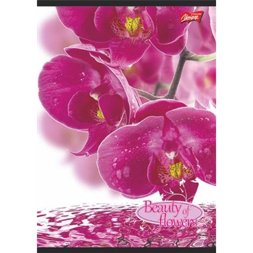 Füzet, tűzött, A4, kockás, 32 lap, UNIPAP "Flowers"
