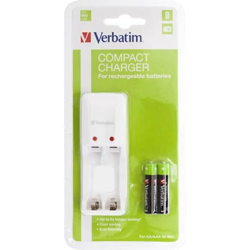 Elemtöltő, AA ceruza/AAA mikro, 2x950 mAh AAA, VERBATIM